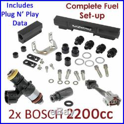 2x New BOSCH 2200cc Injectors & Fuel Rail Setup For Mazda RX7 Turbo FC 1.3L