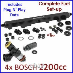 4x New BOSCH 2200cc Injectors & Fuel Rail Setup For Nissan 200SX S13 SR20