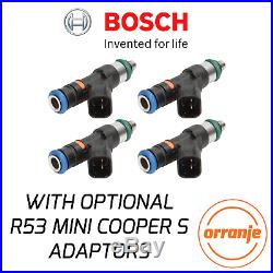 R53 MINI Cooper S JCW GP Genuine Bosch 550cc Fuel Injectors Set 4 OPT ADAPTORS